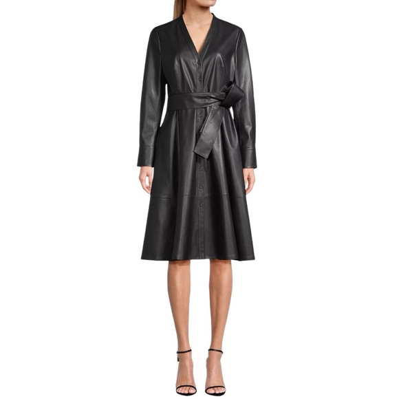 KOBI HALPERINDixie Faux Leather Shirtdress faux leather size xxl